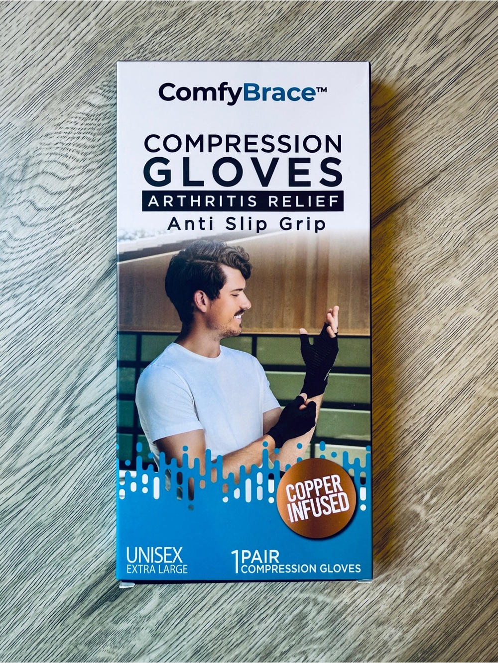 ComfyBrace Copper Infused Moisture Wicking Compression Gloves XL Easy Grip Black